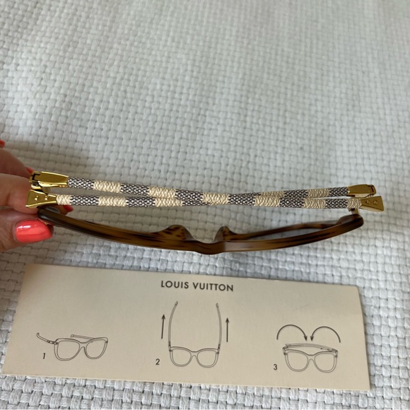 LOUIS VUITTON Damier Azur Charlotte Sunglasses Z0917W Tortoise Multi Pivot Flat - Picture 7 of 16